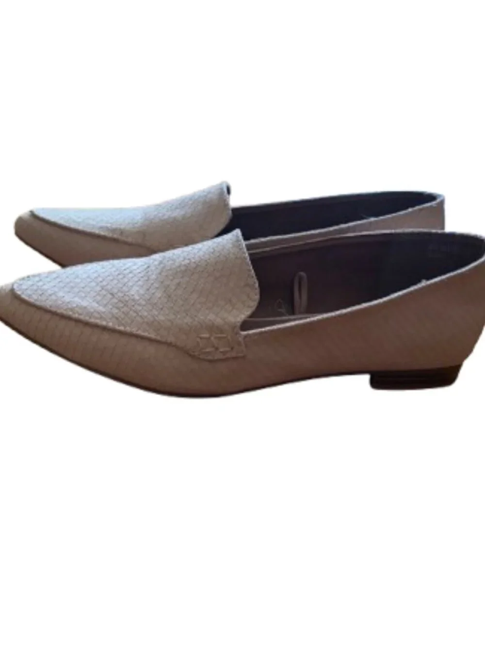 Report Women's Size 7 Beige Snakeskin Embossed Leather Pointed Toe Loafers